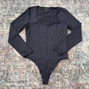 House‎ of Harlow 1960 Black Square Neck Long Sleeve Corset Bodysuit Large